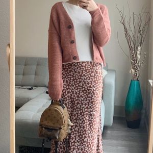 A&F Button-up Dark Pink Cardigan